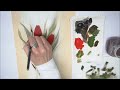 Red Tulips,  Acrylic Painting, Flowers, Acrylic Spray, Oblique Brush / Rote Tulpen malen, V436