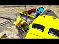 Flatbed Trailer Mercedes Cars Transportation with Truck - Pothole vs Car #12- BeamNG.Drive