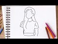 Easy girl drawing|كيف ترسم بنت بالخطوات |رسم بنت سهل ♥️