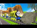 【踏切アニメ】あぶない電車 Ms PACMAN Vs 5 Train Crossing 🚦 Fumikiri 3D Railroad Crossing Animation #3