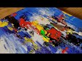 Easy Acrylic Painting Technique / Using Different Tools / Simple Colorful Abstract Painting