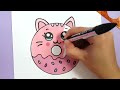 HOW TO DRAW A CUTE KITTEN DONUT SUPER EASY