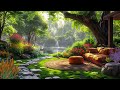 🍒 Spring Garden Magical Ambience - 4K Dreamy | Peaceful Life with Waterfall Sounds & Birdsong Relax