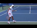 David Ferrer Practices Serves At US Open