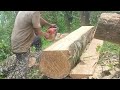 Best Beautiful Wood Cutting to Make Blocks 4cm × 8cm × 240cm With Stihl Chainsaw