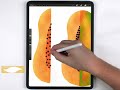 How to paint a watercolor papaya illustration in procreate. Procreate tips and tricks for beginners