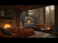 Immerse Yourself at Cozy Cabin Ambience with Soft Jazz 🍁 Rain & Fireplace Sounds for Unwind