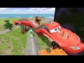 Big & Small Long Reverse Lightning Mcqueen vs Trains | BeamNG.Drive