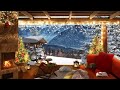 Winter Cozy Porch in Mountains with Relaxing Fireplace | Cozy Christmas Ambience