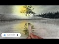 Pastels with charcoal pencil drawing beautiful landscape scenery easy ways.