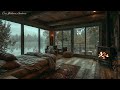 Cozy Lakeside Room To Relax, Sleep, Study With Fireplace Sounds And Rain Sounds 💤Deep Sleep Ambience
