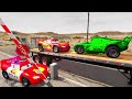 Flatbed Trailer McQueen Cars Transportation with Truck - Pothole vs Car #19 - BeamNG.Drive