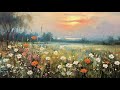 Art Screensaver for TV • Vintage Wildflower Painting Slideshow  • No Sound • 3 Hours