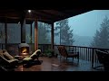 Immerse Yourself in Tranquility: Serene Rain & Thunderstorm Ambience on Cabin Porch Balcony for 10h
