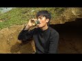 Build a Cave, Primitive Survival Shelter. Survival Camping UNDERGROUND, Cooking