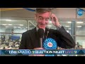 Jacob Rees-Mogg congratulates Nigel Farage on his election to parliament as he loses his own seat