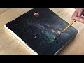 Acrylic painting / How to draw a galaxy full moon and cat with acrylic paint # 108
