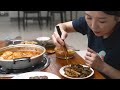 Real Mukbang:) Korean Best Home Meal ☆ Spicy Soft Tofu Soup, Pumpkin Jeon, Side Dishes