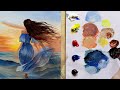 How to paint A girl in the sea step by step? 🧜🏻‍♀️