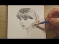단발 머리가 잘 어울리는 여자 그리기 | pencil drawing | Asmr