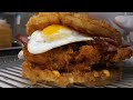 How to make amazing chicken waffle burgers - Korean street food