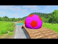 Double Flatbed Trailer Truck vs Speedbumps Train vs Cars | Tractor vs Train Beamng.Drive 001