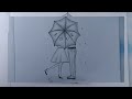 How to draw romantic couple  with umbrella || pencil drawing ||Gali Gali Art ||