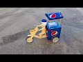 Make A Pepsi Cycle Rickshaw With Robot - Ice Cream Trolley From Pepsi Cans - Electric Bike