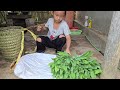 Poor littl girt_ harvestinh green vegetable garden goes to the market sell , cooks her own