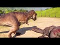 T-REX vs GIGANOTOSAURUS vs SPINOSAURUS vs INDOMINUS REX - Jurassic World Evolution 2
