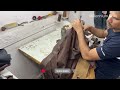 Process of Making Hand Made Leather Jacket. Indian Hard Working Tailor.