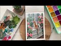 Paint with me 🎨Jelly gouache painting process 🌱🌷ghibli style