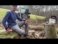 How to Turn a Tree into Free Handles: Limbing with an Axe, Bucking with Battery Saw, #polaris ranger