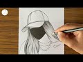 Girl with mask drawing | How to draw a girl wearing a hat | Pencil sketch for beginners | Drawing