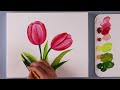 How to paint tulip with acrylic | Tulip acrylic painting tutorial | Flower Painting