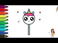 How to Draw a Cute Unicorn Lollipop Easy for Kids and Toddlers