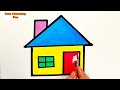 Drawing House form Shapes, easy acrylic painting for kids | Art and Learn