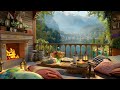 Relaxing Jazz Instrumental Music for Work, Study ☕Soft Jazz Music & Spring Lakeside Balcony Ambience