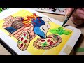 Cyndaquil 🍕 Chill Pokemon Painting | Cozy Vibe Art Vlog with HIMI Jelly Gouache