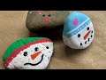 How to paint Christmas rocks with paint pens! Step by Step Snowman Rock Painting!