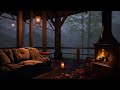 Rainy atmosphere & fireplace in a cozy lakeside balcony - Goodbye stress & sleep, study & meditation