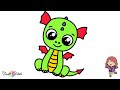 Draw A Cute Dragon Step-By-Step For Kids Draw & Color Tutorial