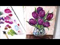 Still Life Tulips / EASY /Acrylic Painting for Beginners/ MariArtHome