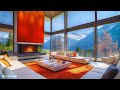Smooth Jazz Ambience 🌸 Spring Jazz Instrumental Music & Fireplace Sound in Luxury Apartment to Relax