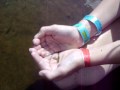 jenna & tom at wi river w lil fishies in hand