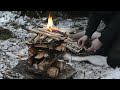 Building Complete Winter Survival Shelter - Wood structure, moss roof, fireplace, Start To Finish