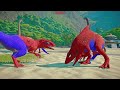 Spider-Man T-Rex, I-Rex, Spinosaurus, Giganotosaurus, Indoraptor Dinosaurs Fighting