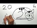How to draw Cat from Number 20 | How to turn Number 20 Into A cute cat | Easy Drawing Step by step