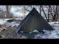 -35° Solo Camping 4 Days | Snowstorm & Solo Hot Tent Winter Camping in Snow Storm, ASMR